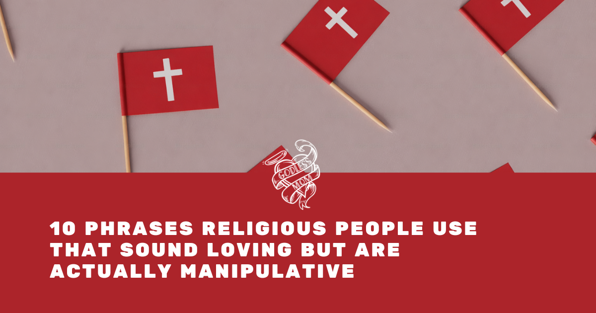 Illustration representing religious manipulation phrases and emotional control in church language