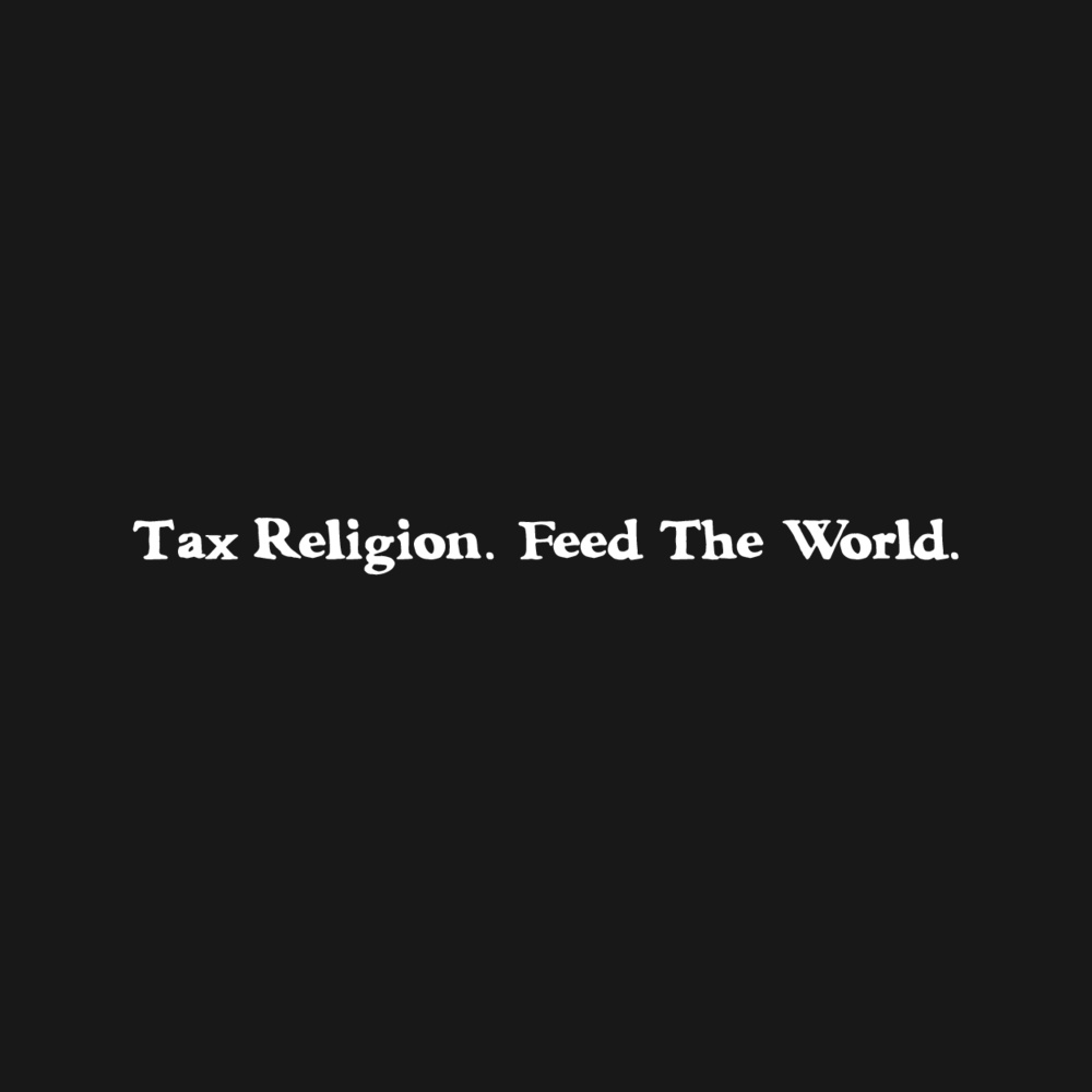 Tax Religion. Feed the World. Black Hoodie product view 2