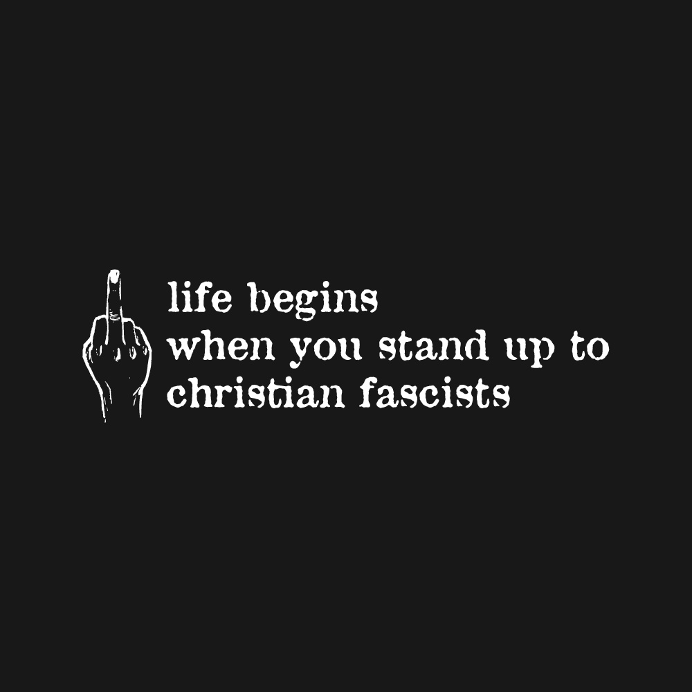 Life Begins When You Stand Up to Christian Fascists T-Shirt product view 3