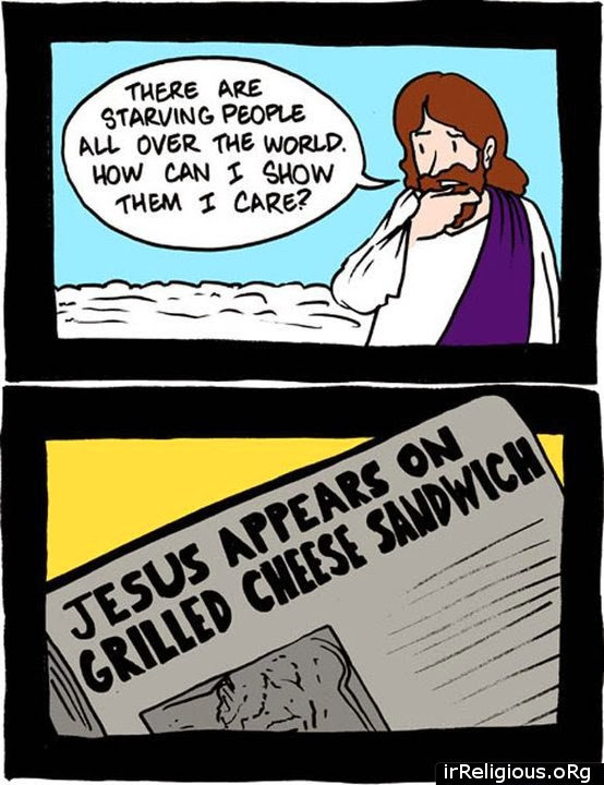 Jesus did not start a food bank, a Godless Mom illustration