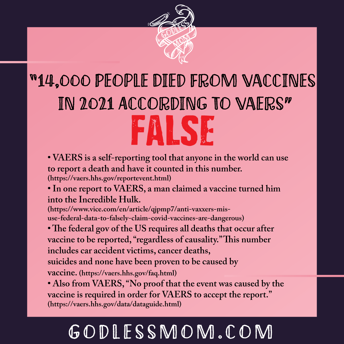 VAERS data is not proof of deaths caused by covid vaccines