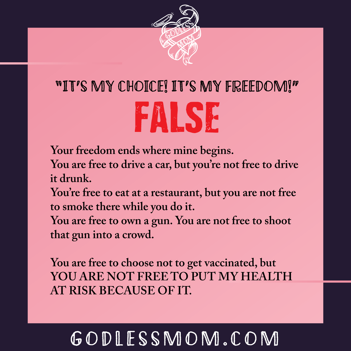 Being unvaccinated around vaccinated people is not your right or freedom