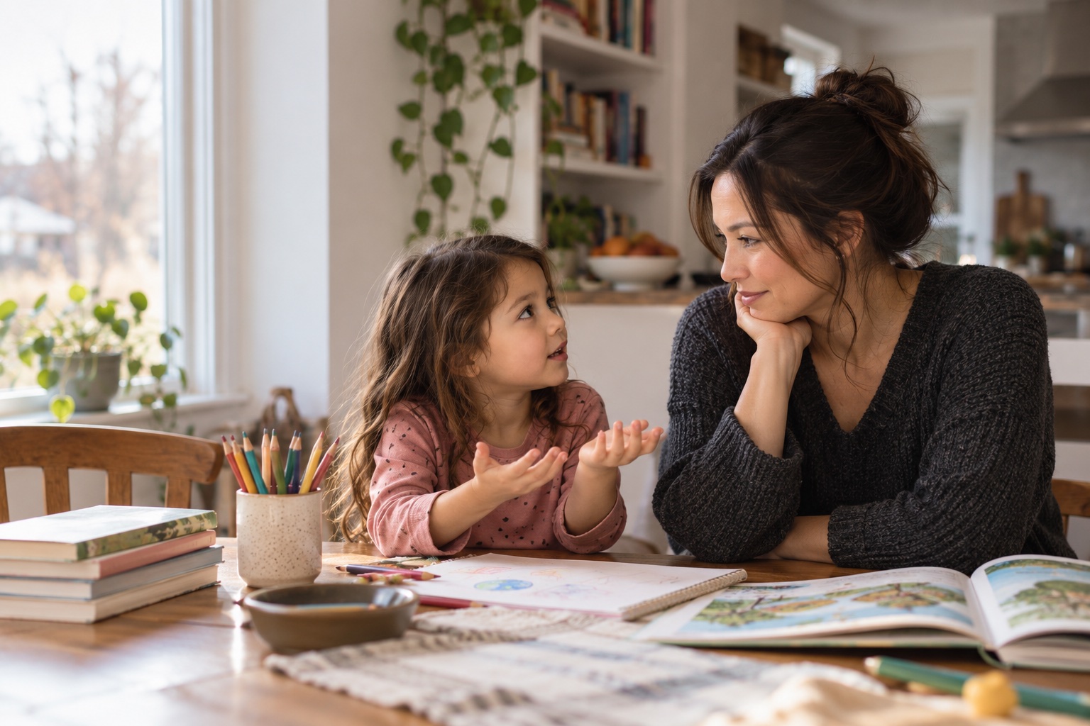 A secular parent listening as her child asks questions about religion