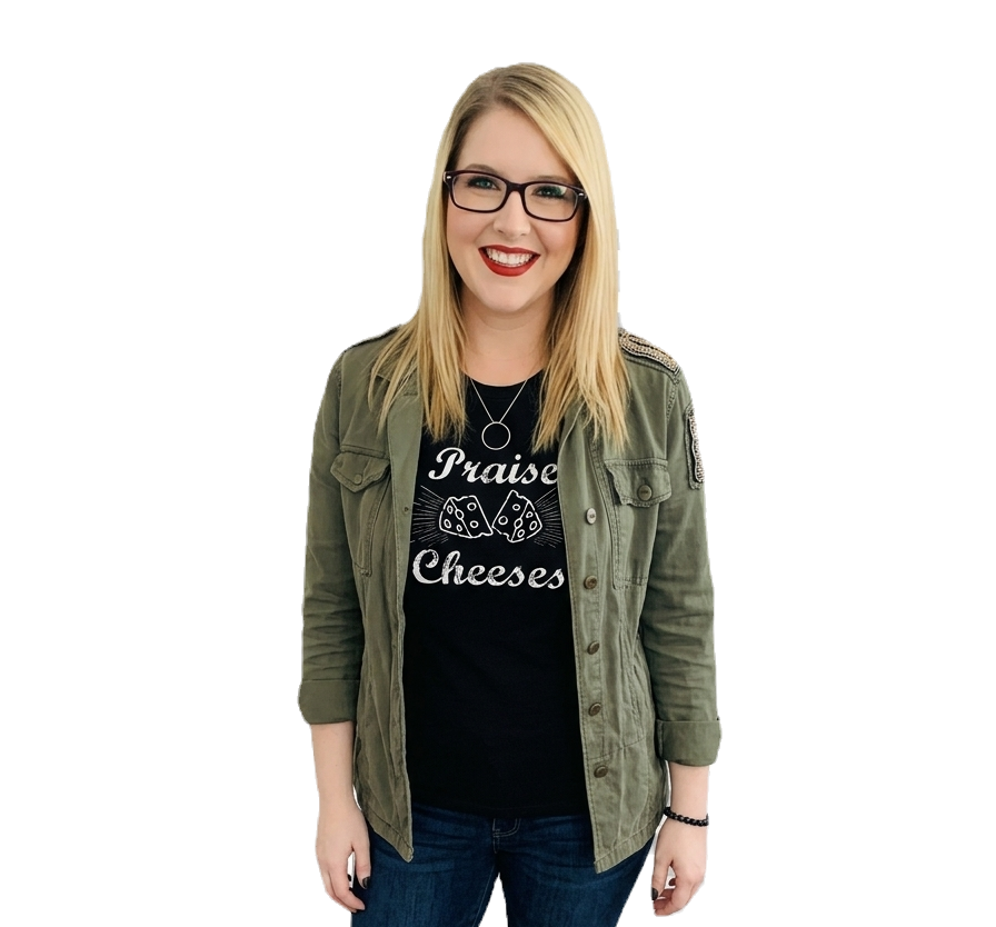 Courtney wearing an atheist T-shirt